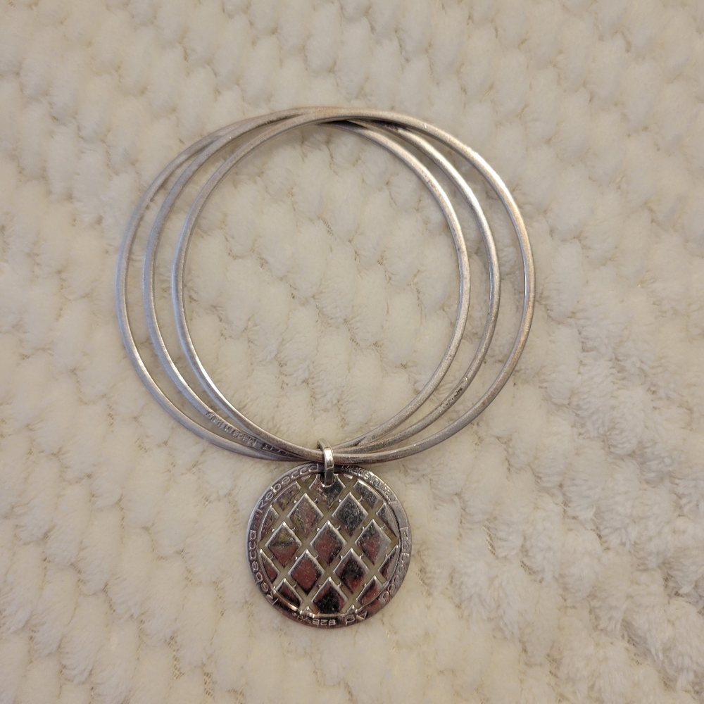 Silver Minimalist Charm Bracelet with Geometric Design